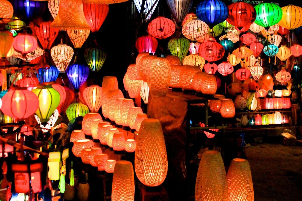 Hoi An lantern festival glowing along the river